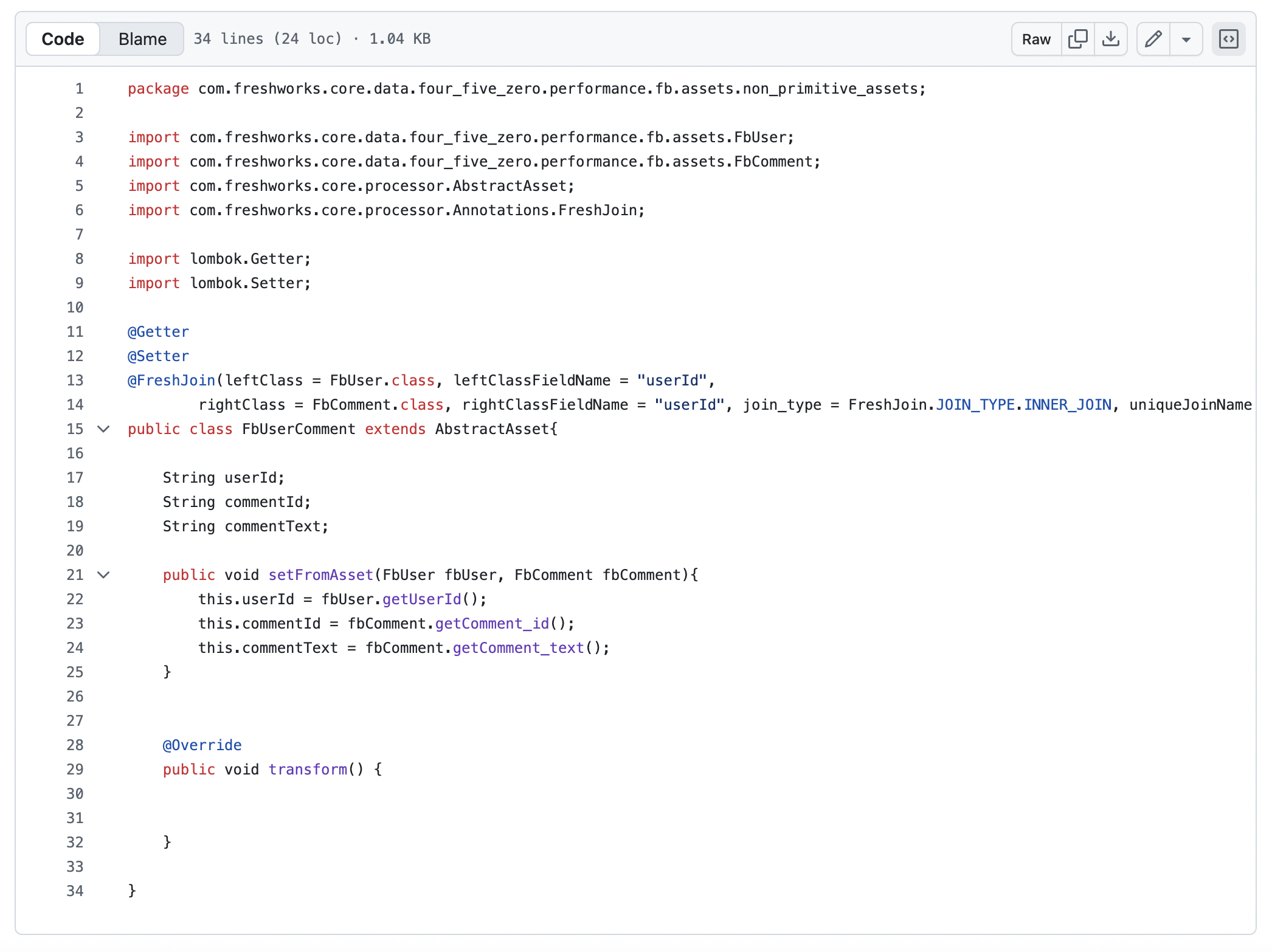 Asset view of non primitive assets